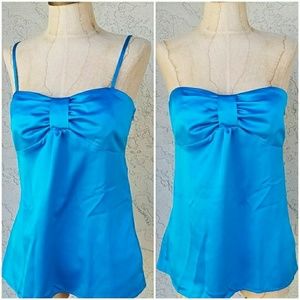 New Ann Taylor LOFT teal blue satin top, size 4